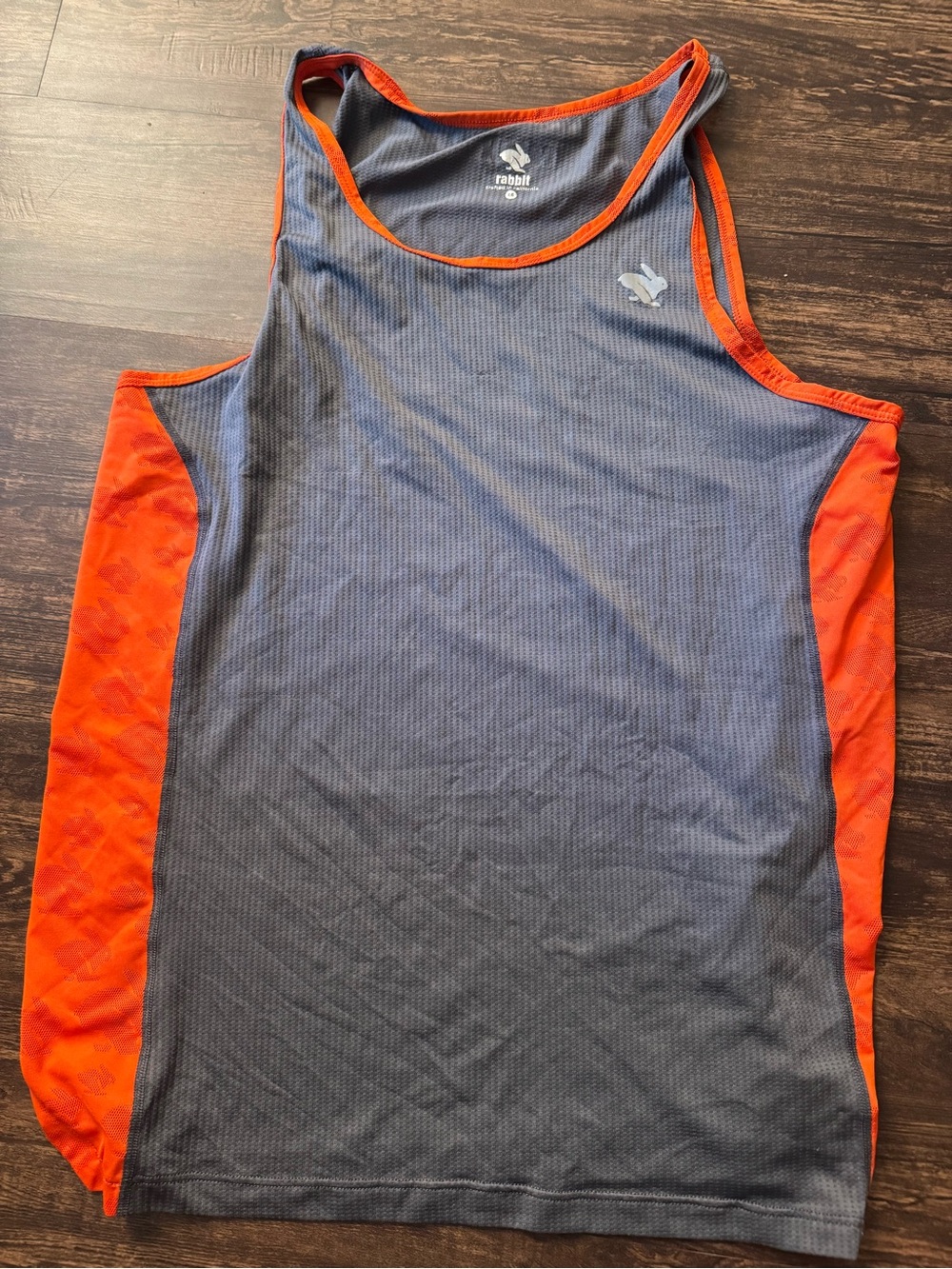 Rabbit Men's Running Singlet Tank Top Grey Orange Large